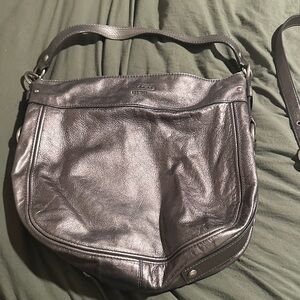 Coach pewter Leather Shoulder Bag